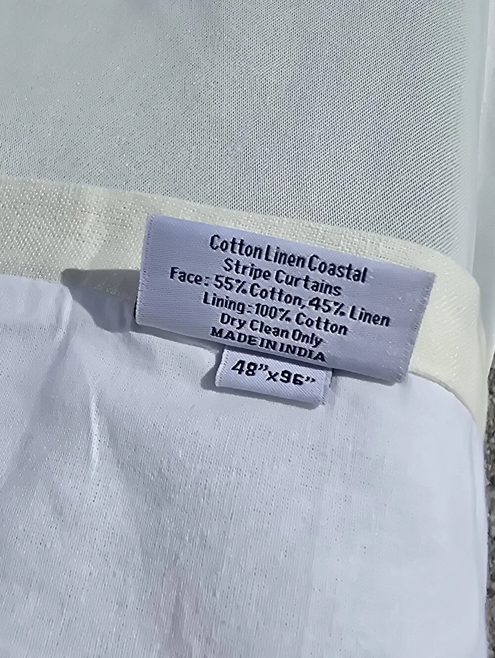 QUINCE 48x96 Sage Ivory Coastal Stripe Linen Cotton Light Filter 1 Panel 48
